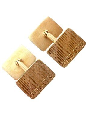 Rare! H. Stern 18k Yellow Gold UPC Bar Code Cufflinks